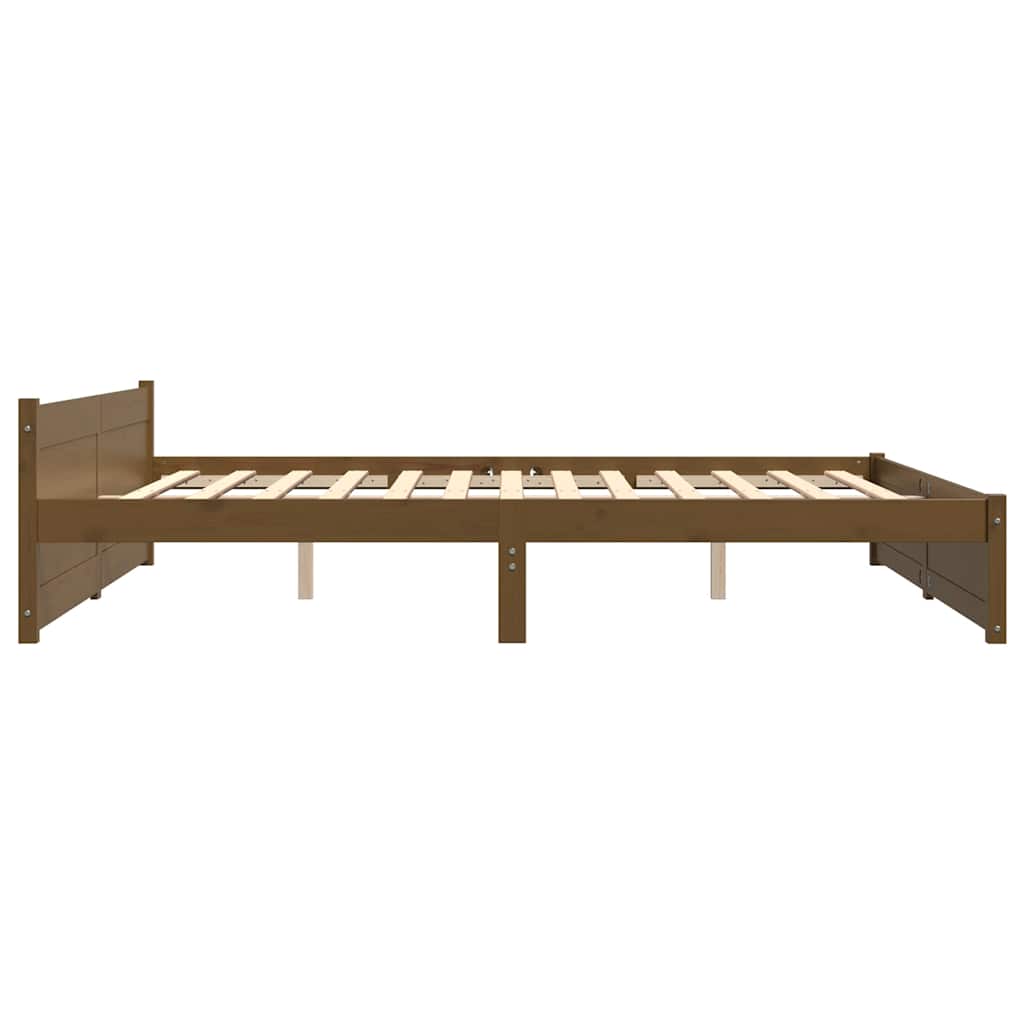 Cadre de lit sans matelas marron miel bois massif 200x200 cm - XIOS