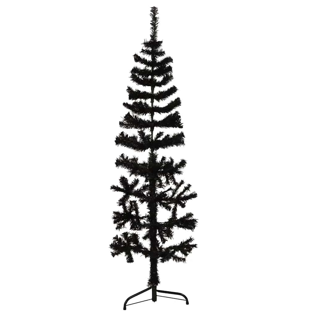 Demi sapin de Noël artificiel mince avec support Noir 120 cm - XIOS