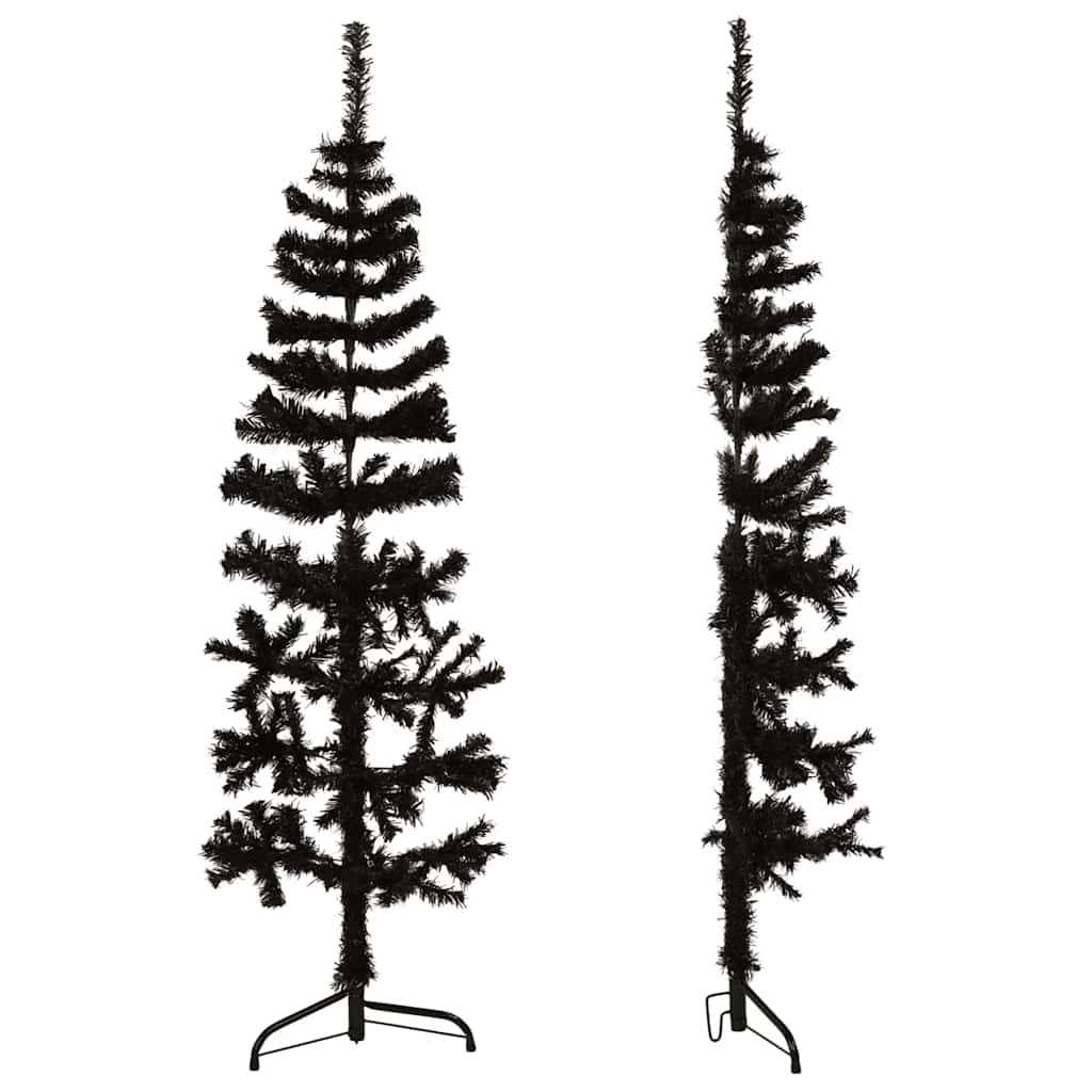 Demi sapin de Noël artificiel mince avec support Noir 120 cm - XIOS