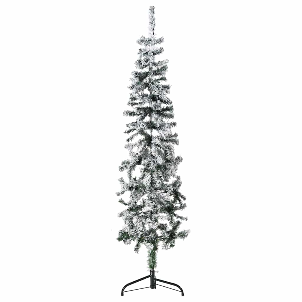 Demi sapin de Noël artificiel mince avec neige floquée 150 cm - XIOS