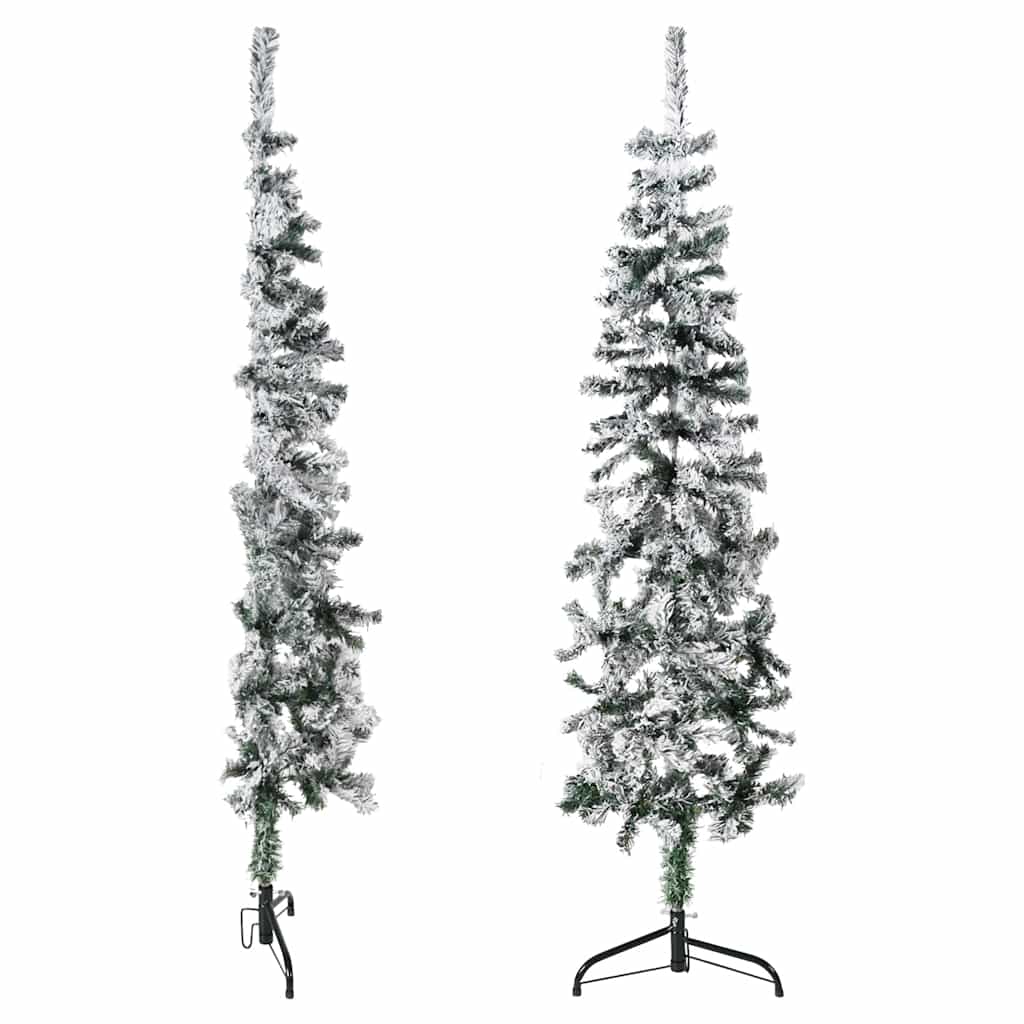 Demi sapin de Noël artificiel mince avec neige floquée 150 cm - XIOS