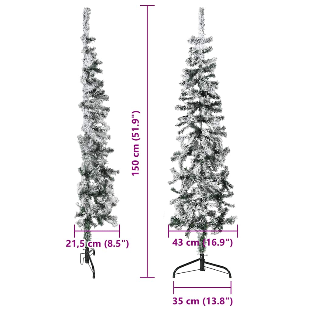 Demi sapin de Noël artificiel mince avec neige floquée 150 cm - XIOS