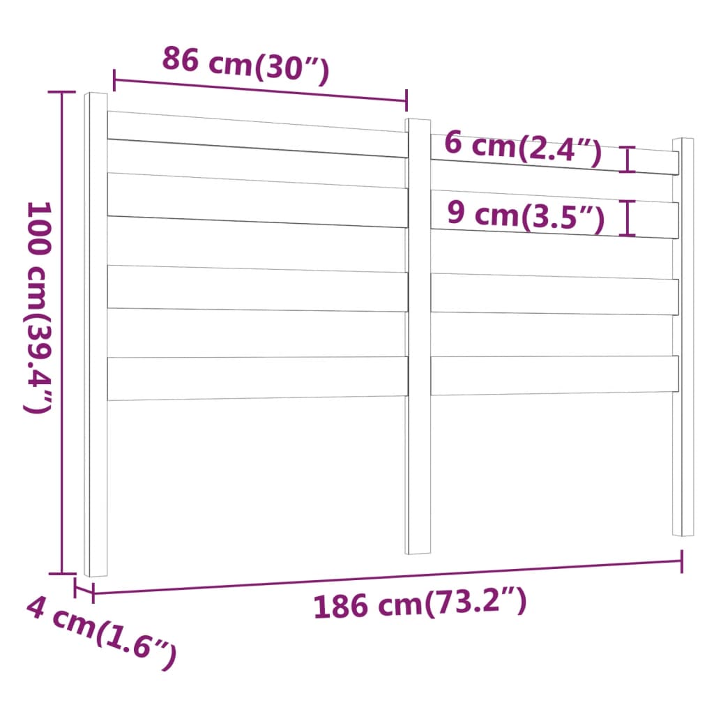 Tête de lit Marron miel 186x4x100 cm Bois massif de pin - XIOS