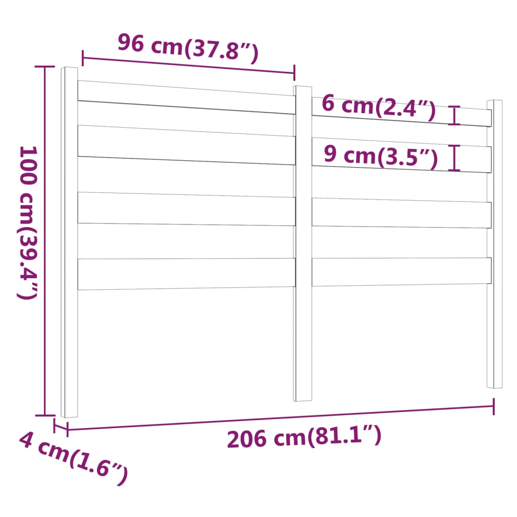 Tête de lit 206x4x100 cm Bois massif de pin - XIOS