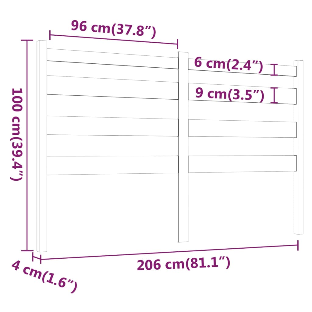 Tête de lit Marron miel 206x4x100 cm Bois massif de pin - XIOS
