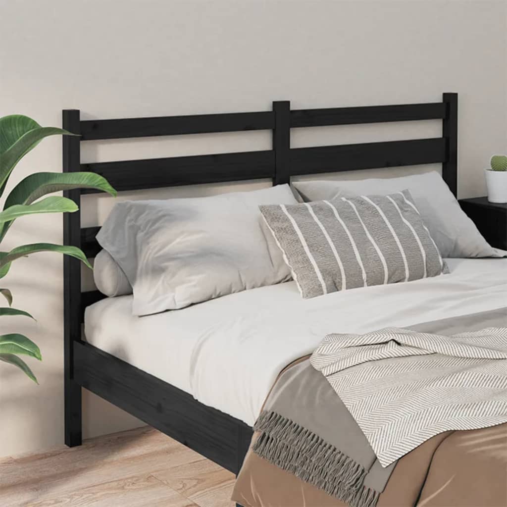 Tête de lit Noir 206x4x100 cm Bois massif de pin - XIOS