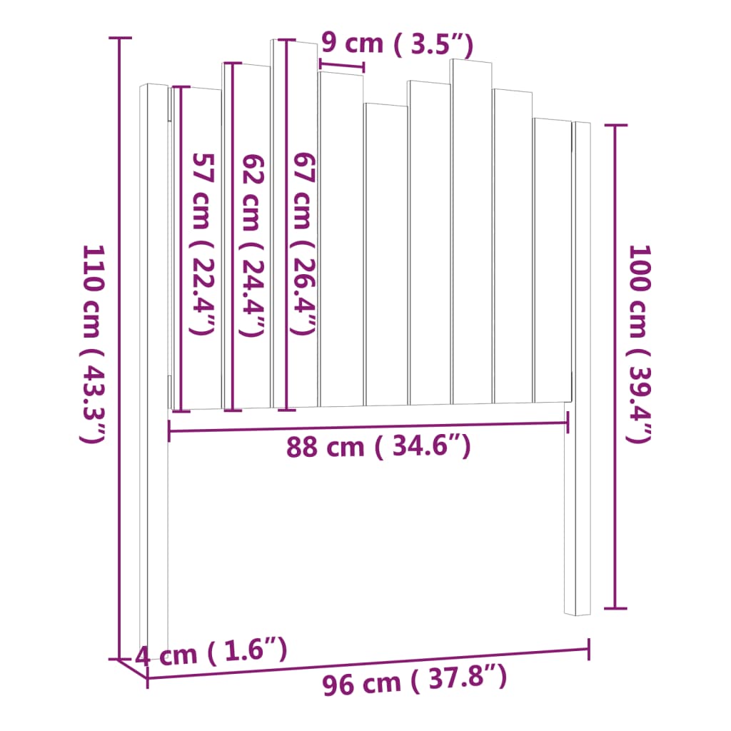 Tête de lit Noir 96x4x110 cm Bois massif de pin - XIOS