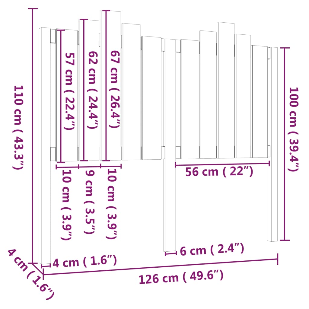 Tête de lit Gris 126x4x110 cm Bois massif de pin - XIOS