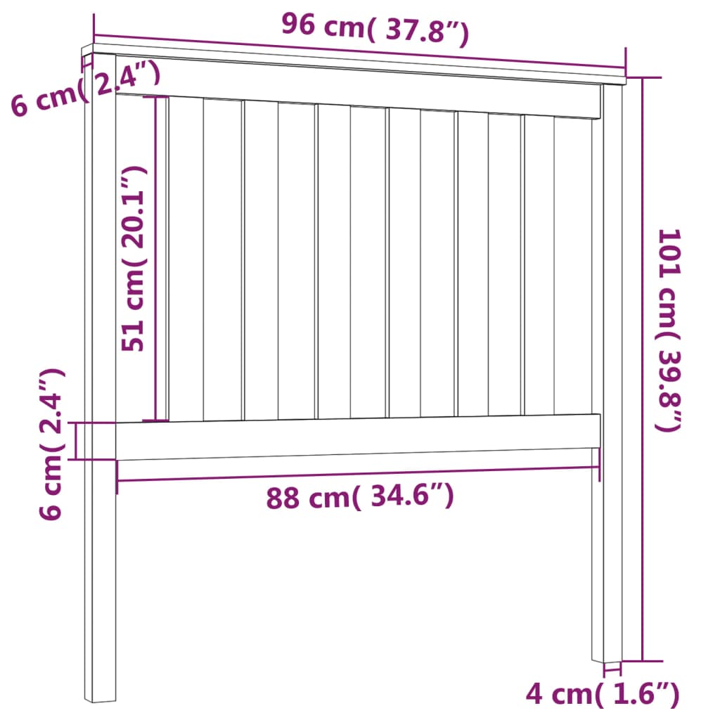 Tête de lit Gris 96x6x101 cm Bois massif de pin - XIOS