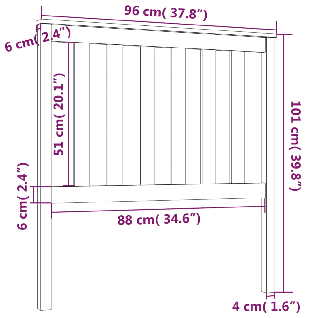 Tête de lit Noir 96x6x101 cm Bois massif de pin - XIOS