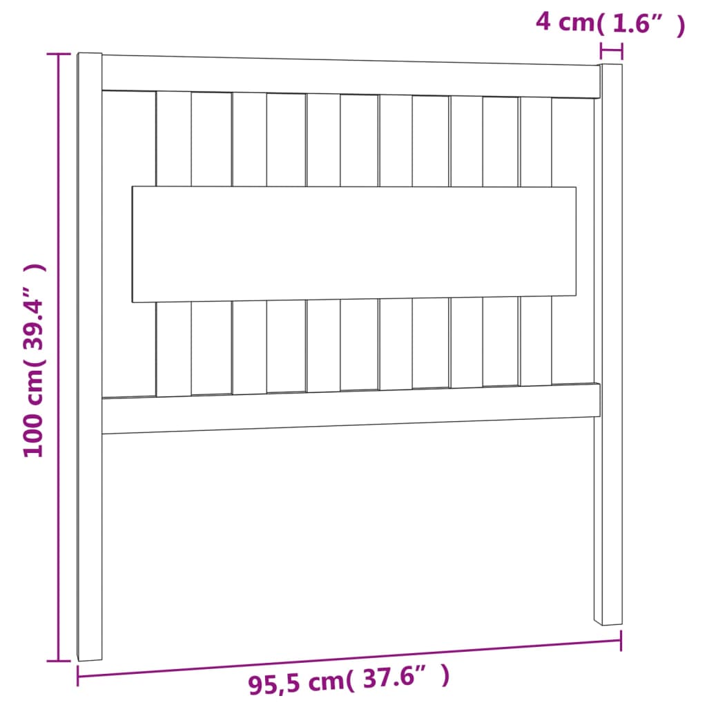 Tête de lit Noir 95,5x4x100 cm Bois massif de pin - XIOS