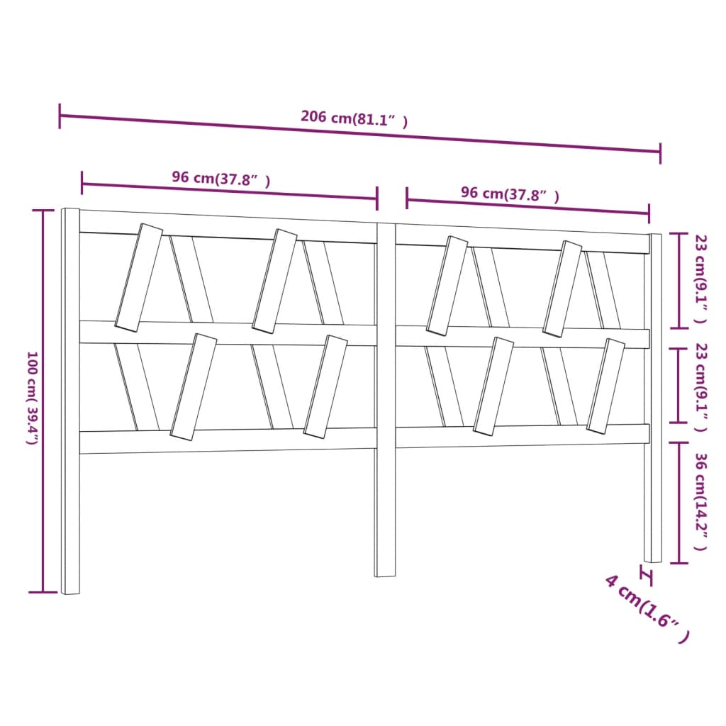 Tête de lit Blanc 206x4x100 cm Bois massif de pin - XIOS