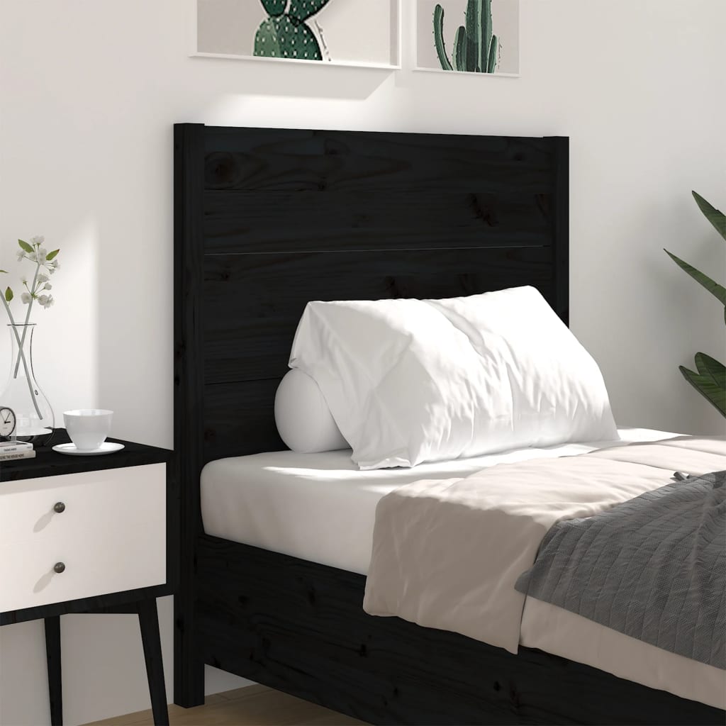 Tête de lit Noir 96x4x100 cm Bois massif de pin - XIOS