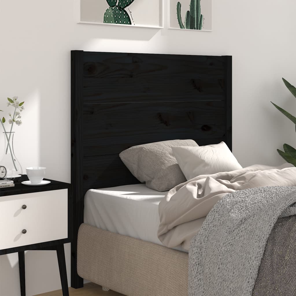 Tête de lit Noir 96x4x100 cm Bois massif de pin - XIOS