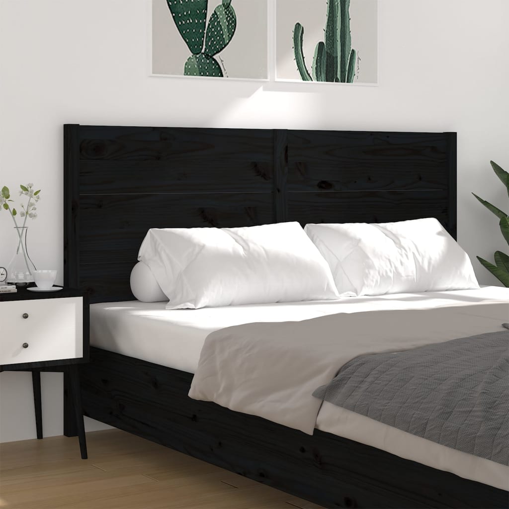 Tête de lit Noir 126x4x100 cm Bois massif de pin - XIOS