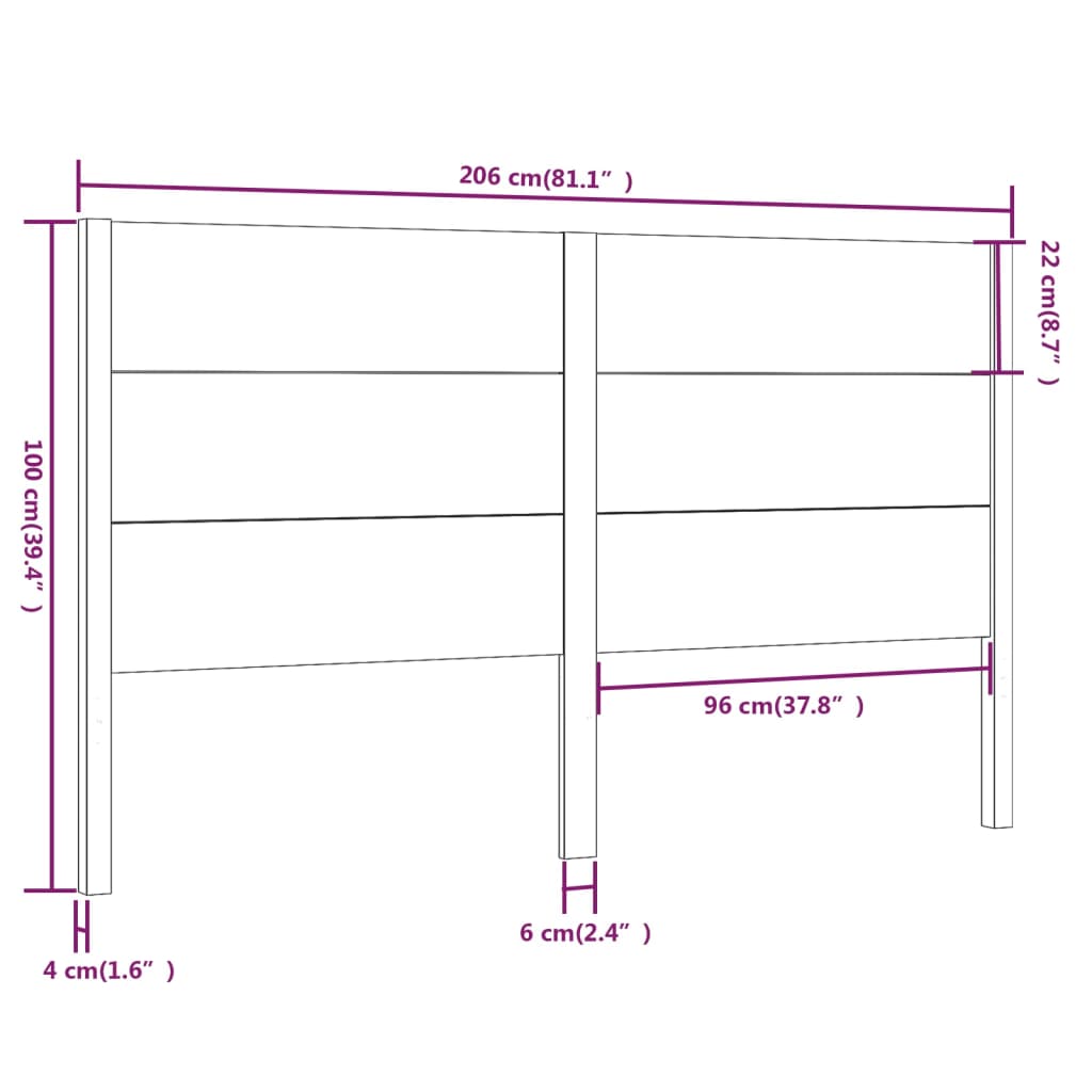 Tête de lit 206x4x100 cm Bois massif de pin - XIOS
