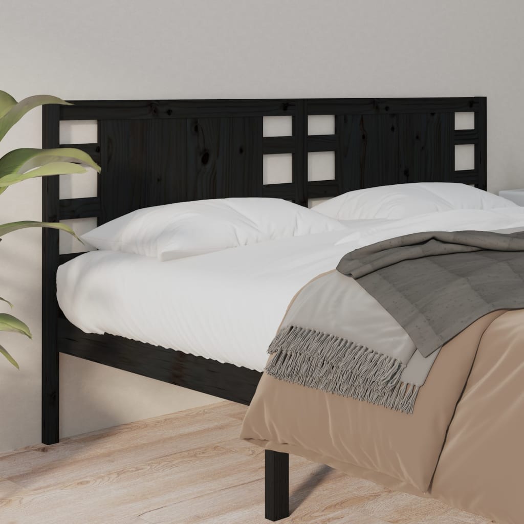 Tête de lit Noir 126x4x100 cm Bois massif de pin - XIOS