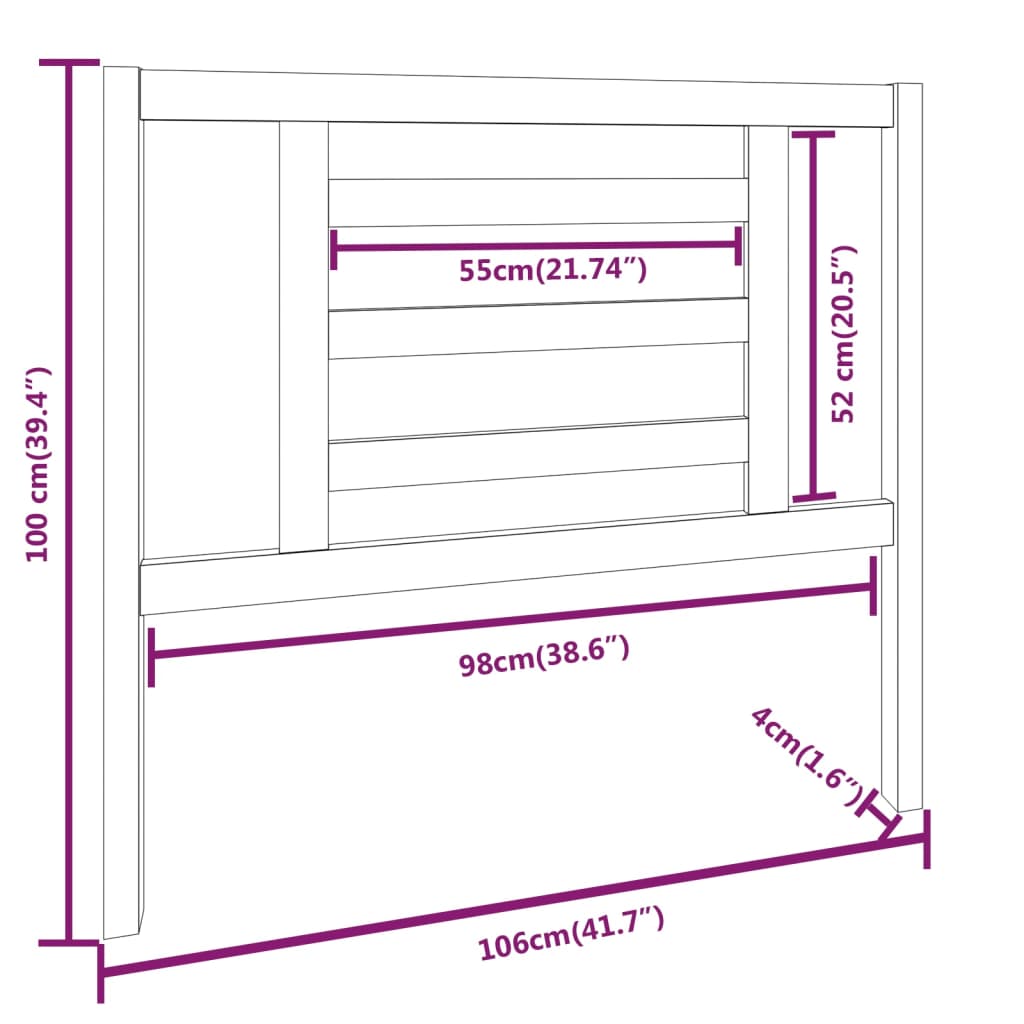 Tête de lit Gris 106x4x100 cm Bois massif de pin - XIOS