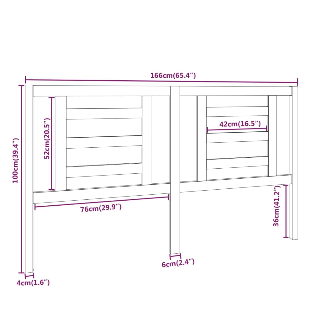 Tête de lit Marron miel 166x4x100 cm Bois de pin massif - XIOS