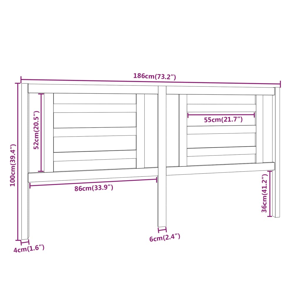 Tête de lit Gris 186x4x100 cm Bois de pin massif - XIOS