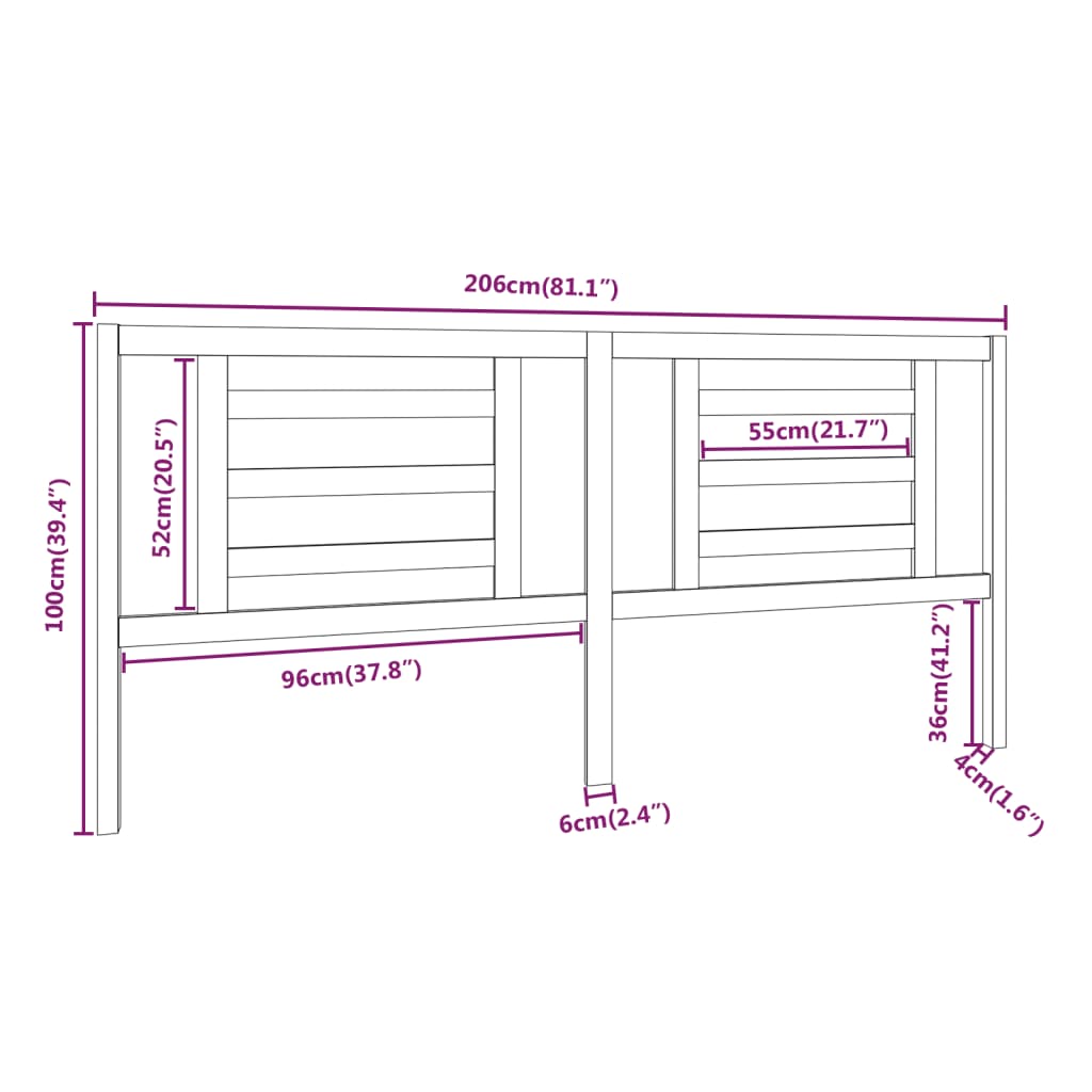 Tête de lit Marron miel 206x4x100 cm Bois de pin massif - XIOS