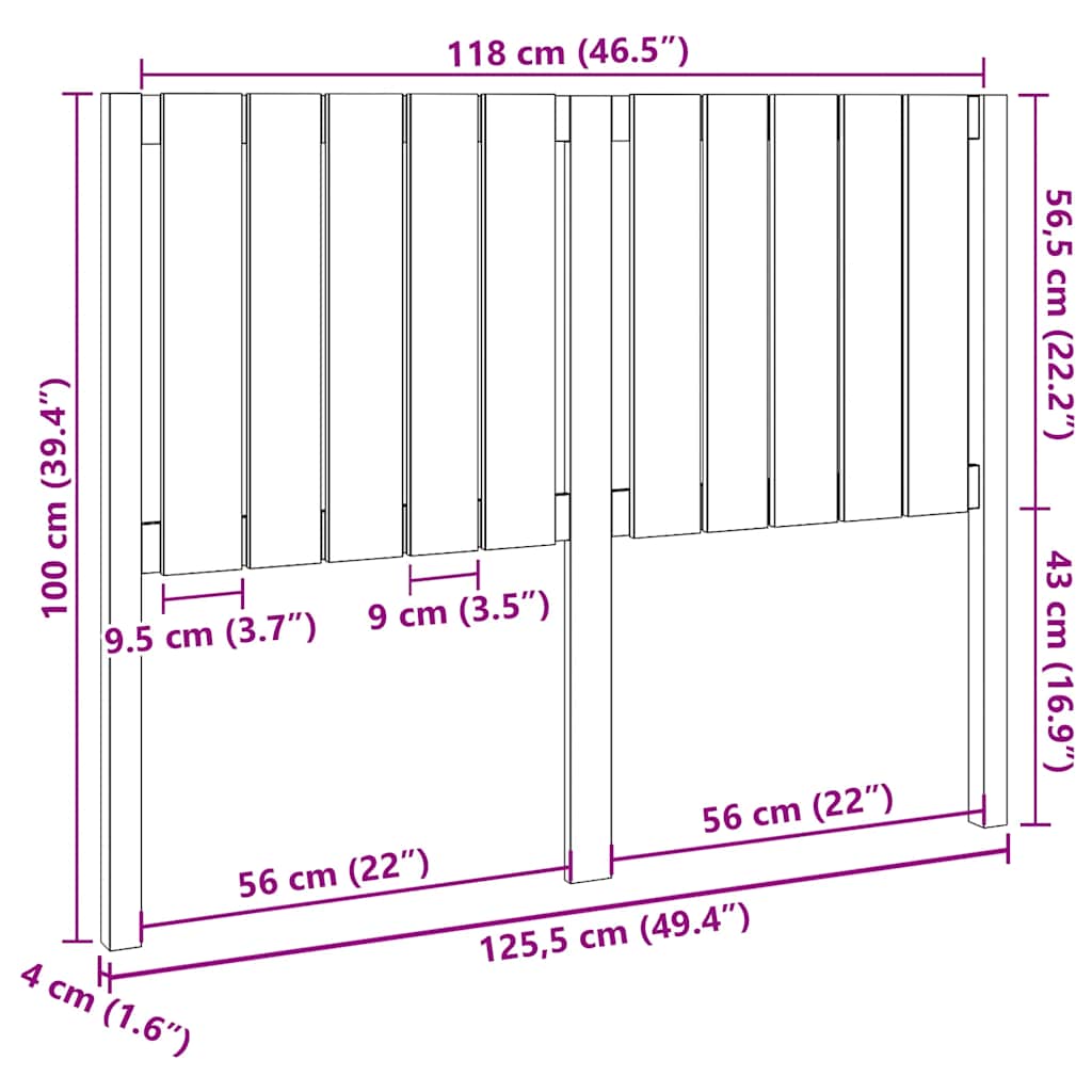 Tête de lit 125,5x4x100 cm Bois massif de pin - XIOS