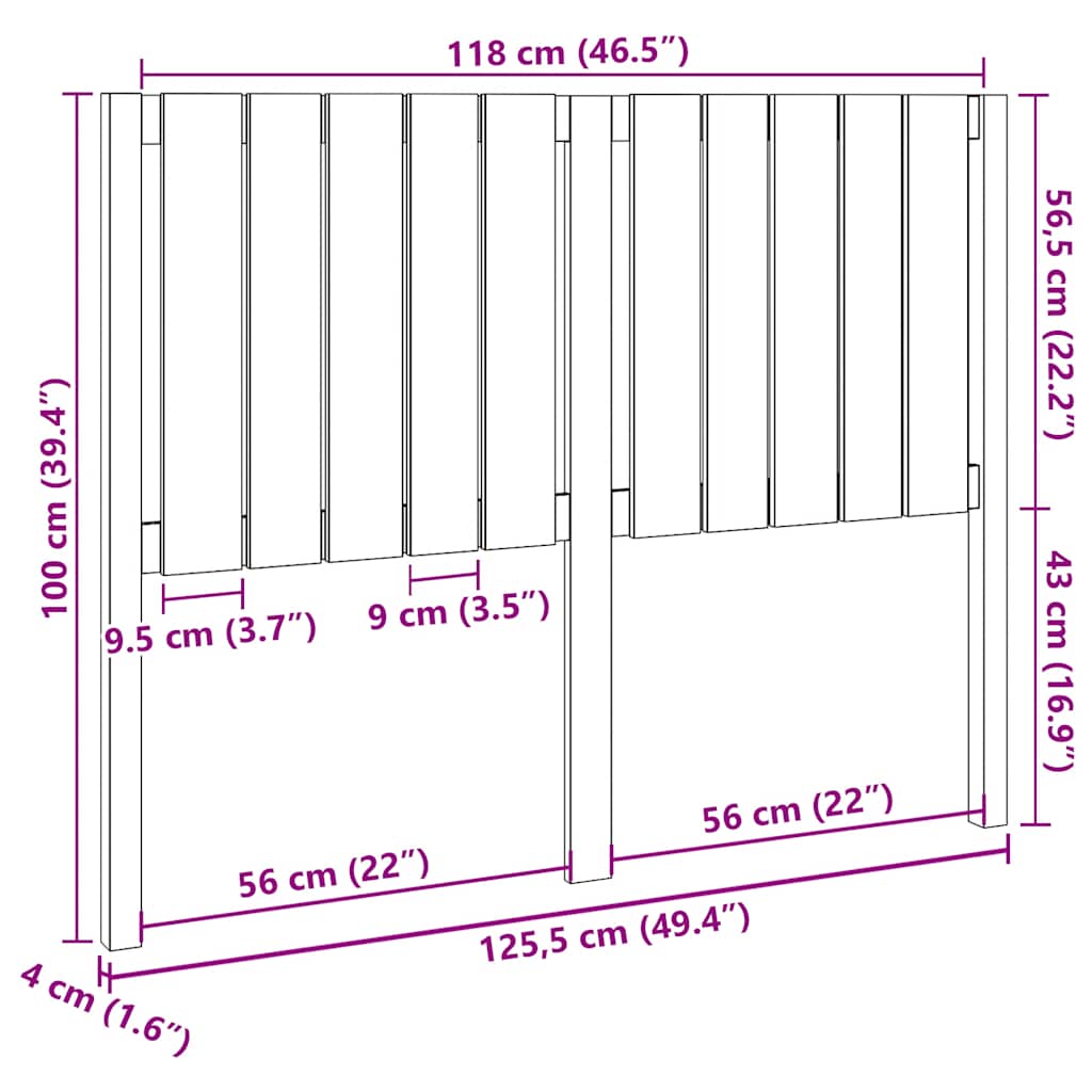 Tête de lit Gris 125,5x4x100 cm Bois massif de pin - XIOS