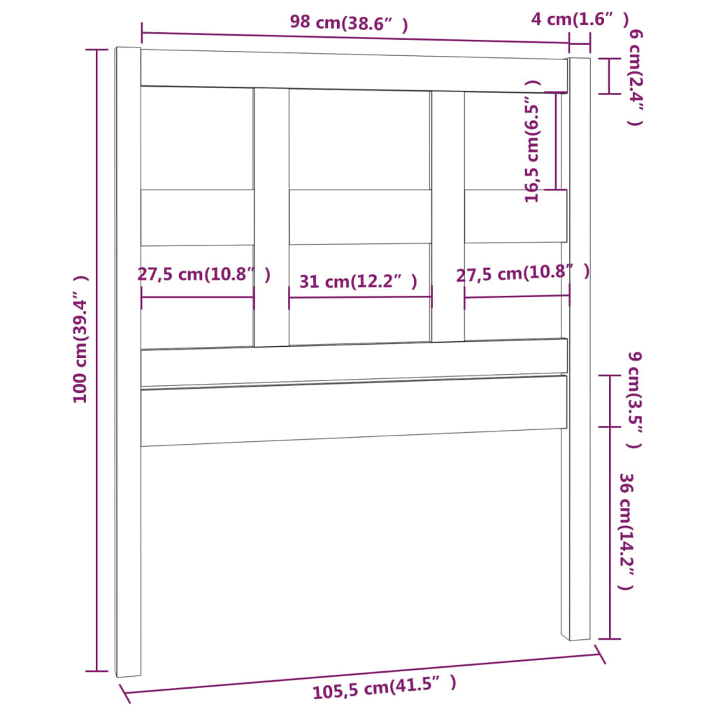 Tête de lit Marron miel 105,5x4x100 cm Bois massif de pin - XIOS