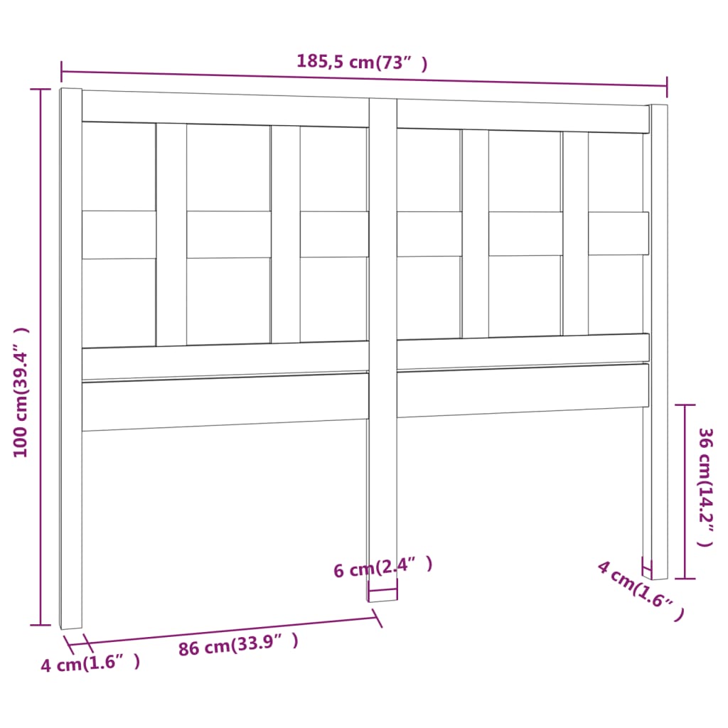 Tête de lit Marron miel 185,5x4x100 cm Bois massif de pin - XIOS