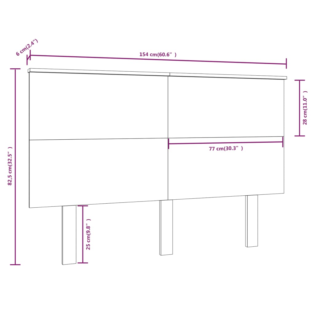 Tête de lit 154x6x82,5 cm Bois massif de pin - XIOS