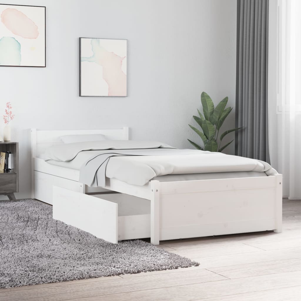 Cadre de lit sans matelas avec tiroirs blanc - XIOS