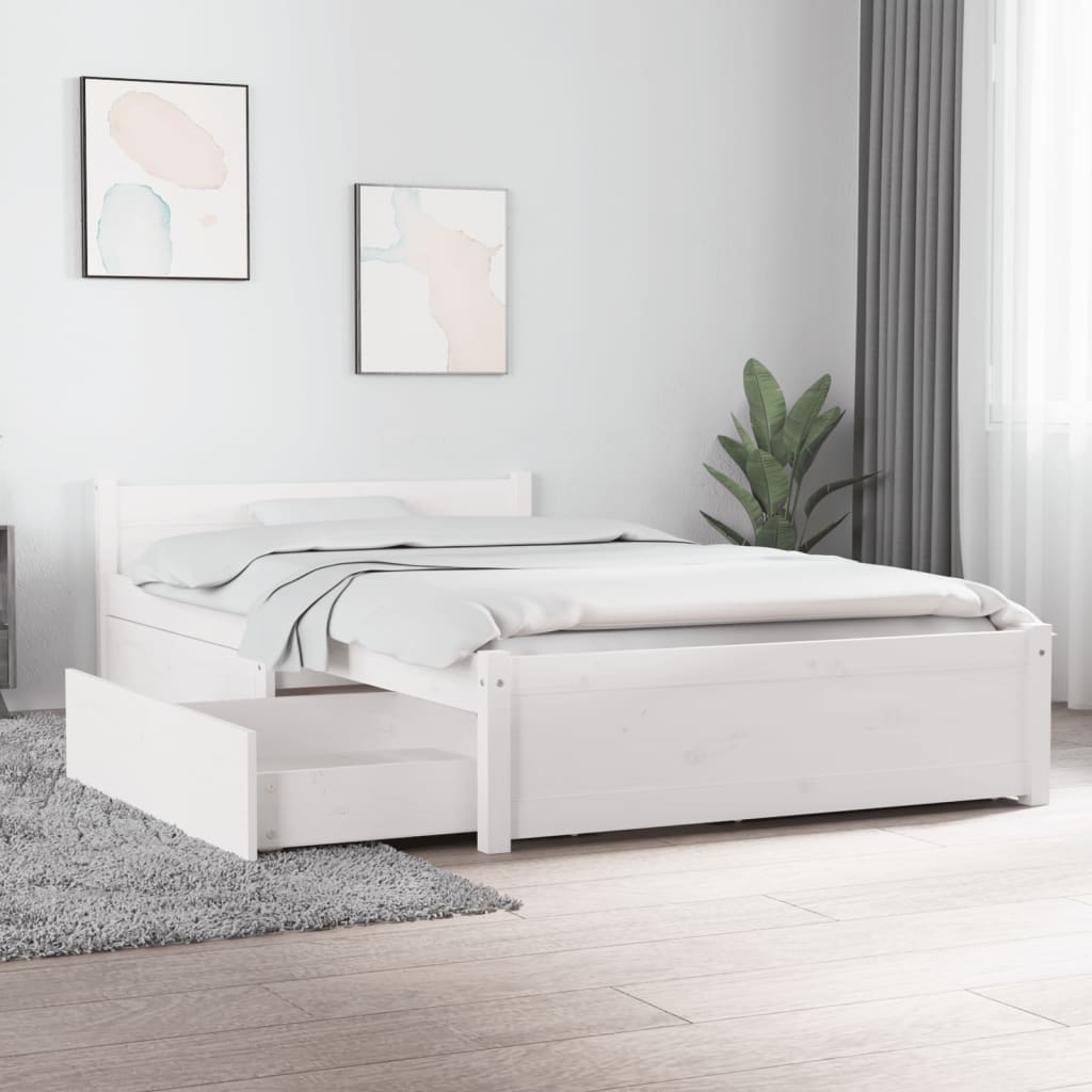 Cadre de lit sans matelas avec tiroirs blanc 90x200 cm - XIOS