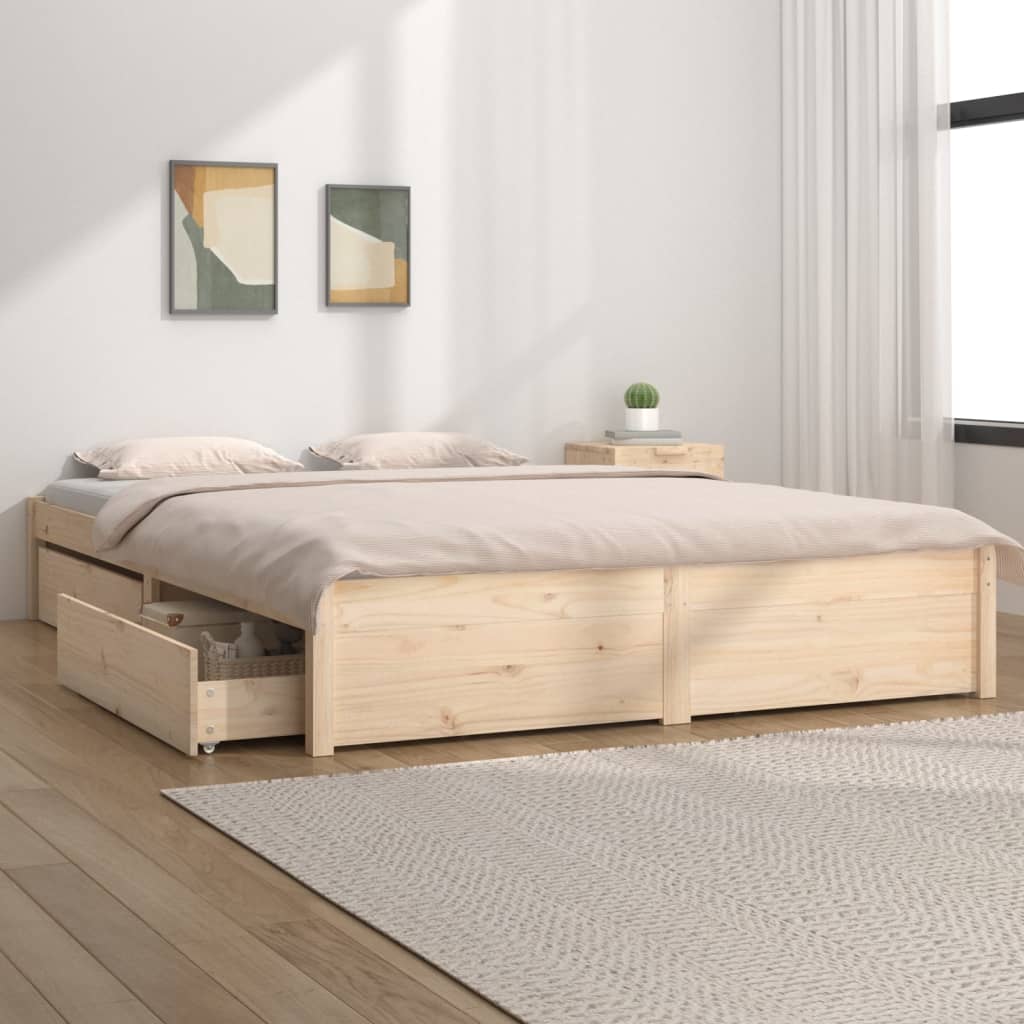 Cadre de lit sans matelas avec tiroirs 120x200 cm - XIOS