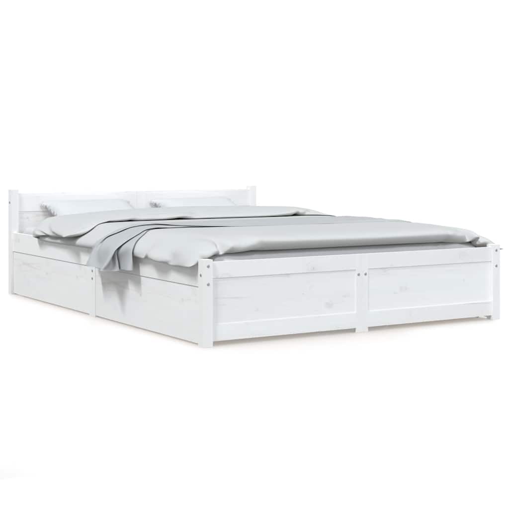 Cadre de lit sans matelas avec tiroirs blanc 120x200 cm - XIOS