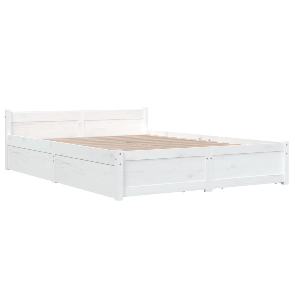 Cadre de lit sans matelas avec tiroirs blanc 120x200 cm - XIOS