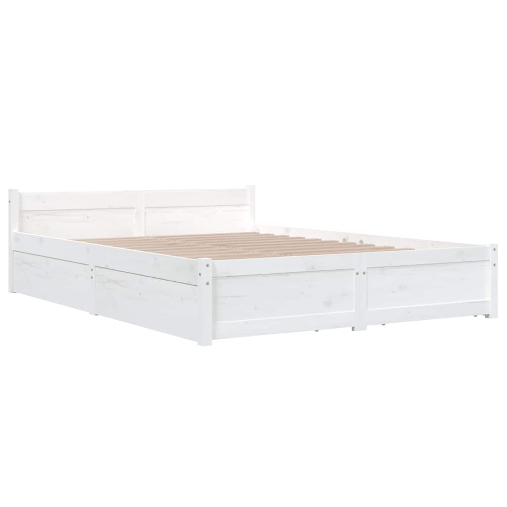 Cadre de lit sans matelas avec tiroirs blanc 120x200 cm - XIOS