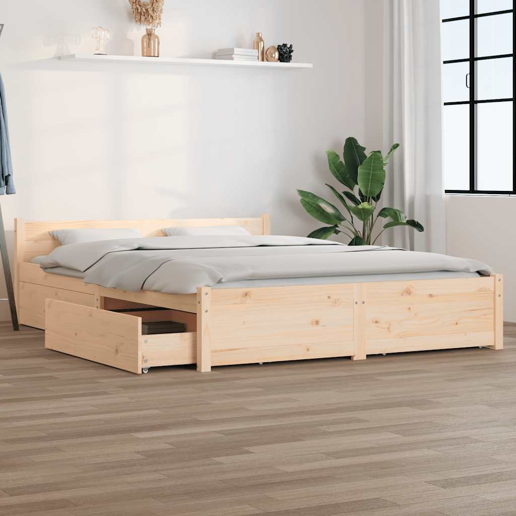 Cadre de lit sans matelas avec tiroirs 140x200 cm - XIOS