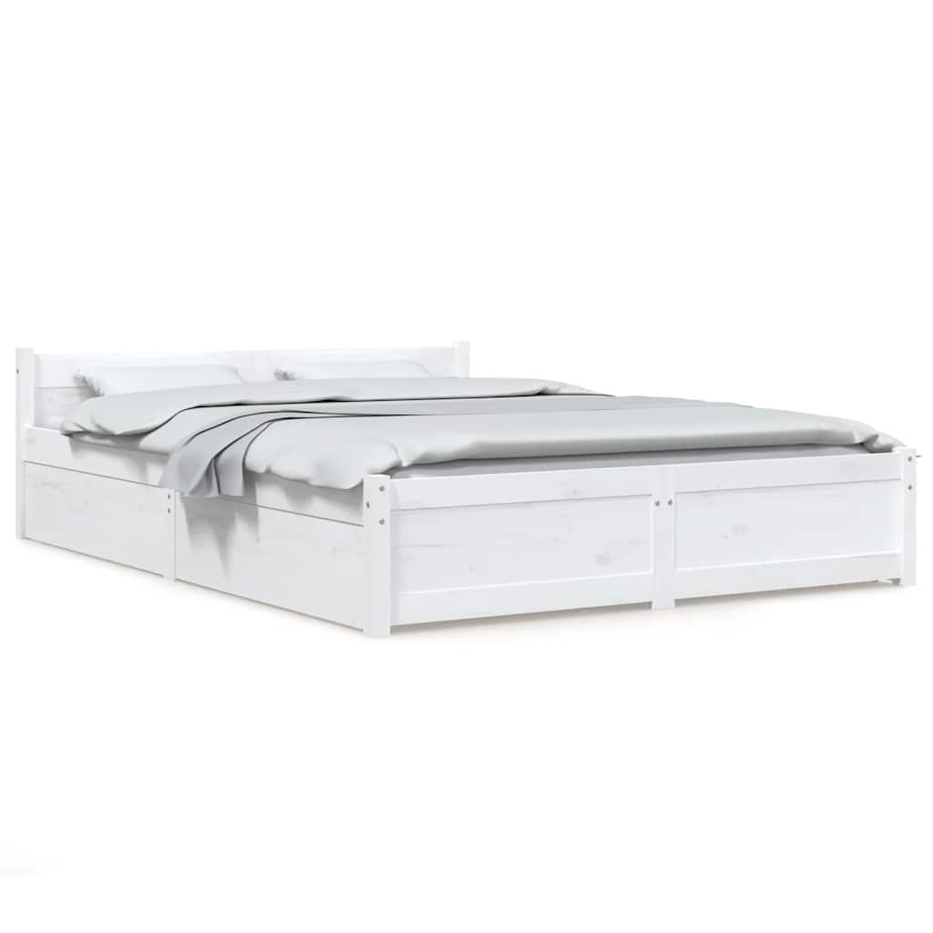Cadre de lit sans matelas avec tiroirs blanc 140x200 cm - XIOS