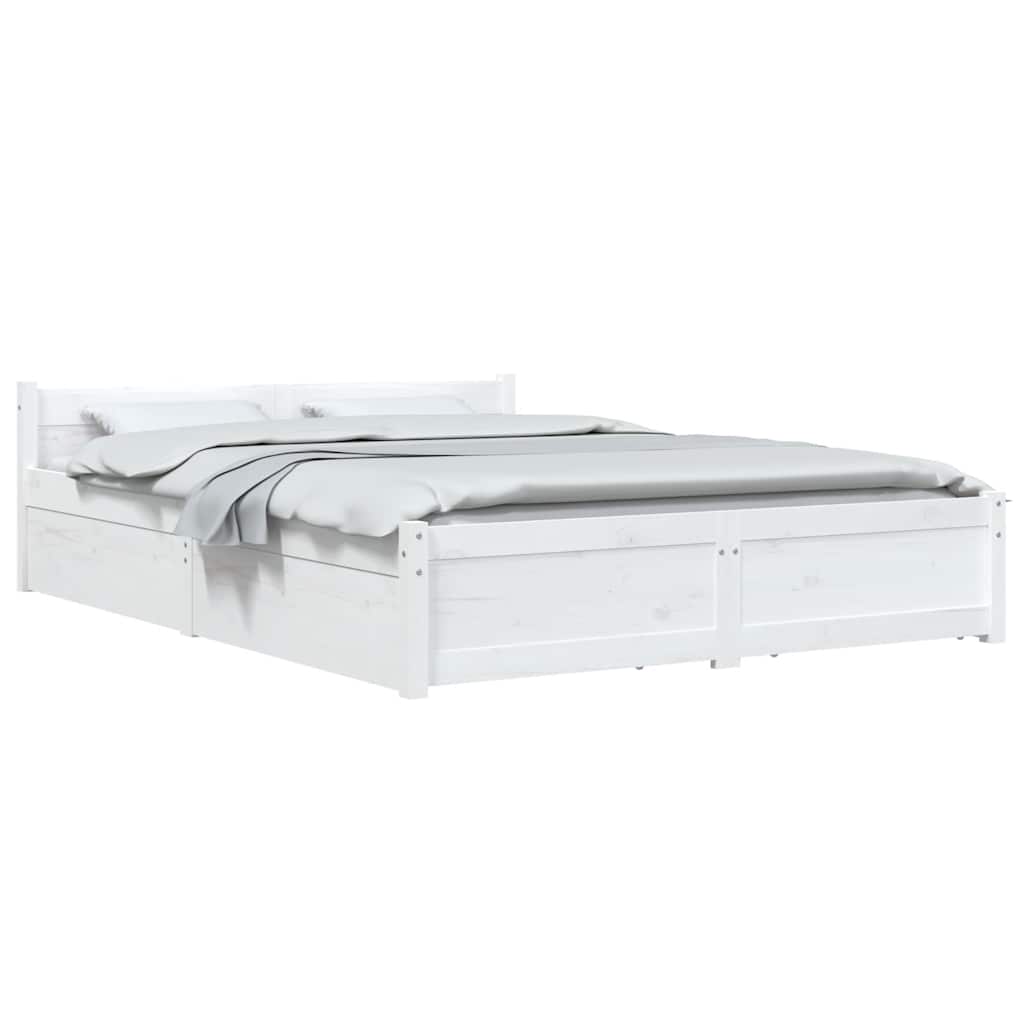 Cadre de lit sans matelas avec tiroirs blanc 140x200 cm - XIOS