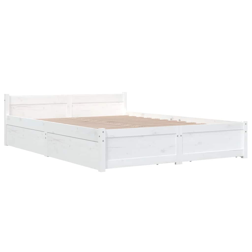 Cadre de lit sans matelas avec tiroirs blanc 140x200 cm - XIOS