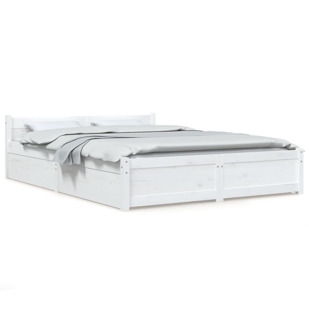 Cadre de lit sans matelas avec tiroirs blanc - XIOS