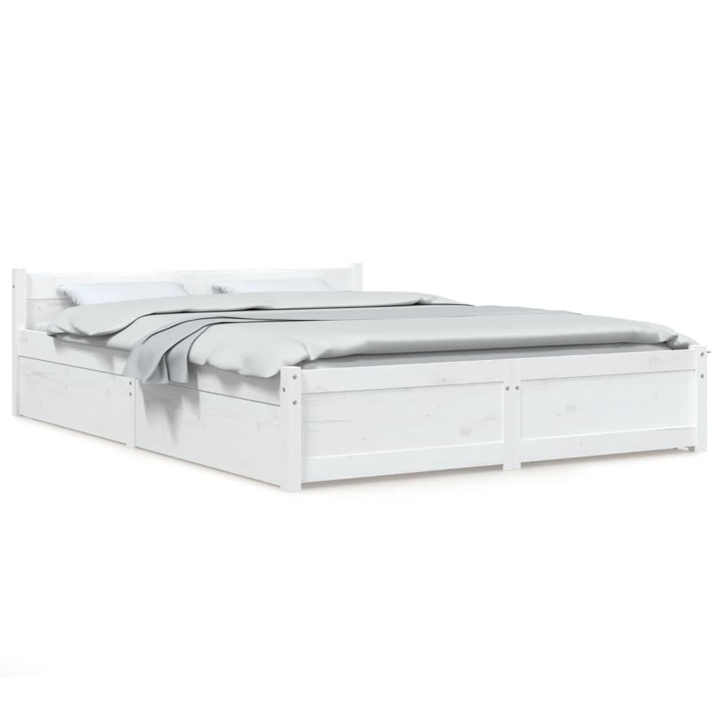 Cadre de lit sans matelas avec tiroirs blanc 160x200 cm - XIOS