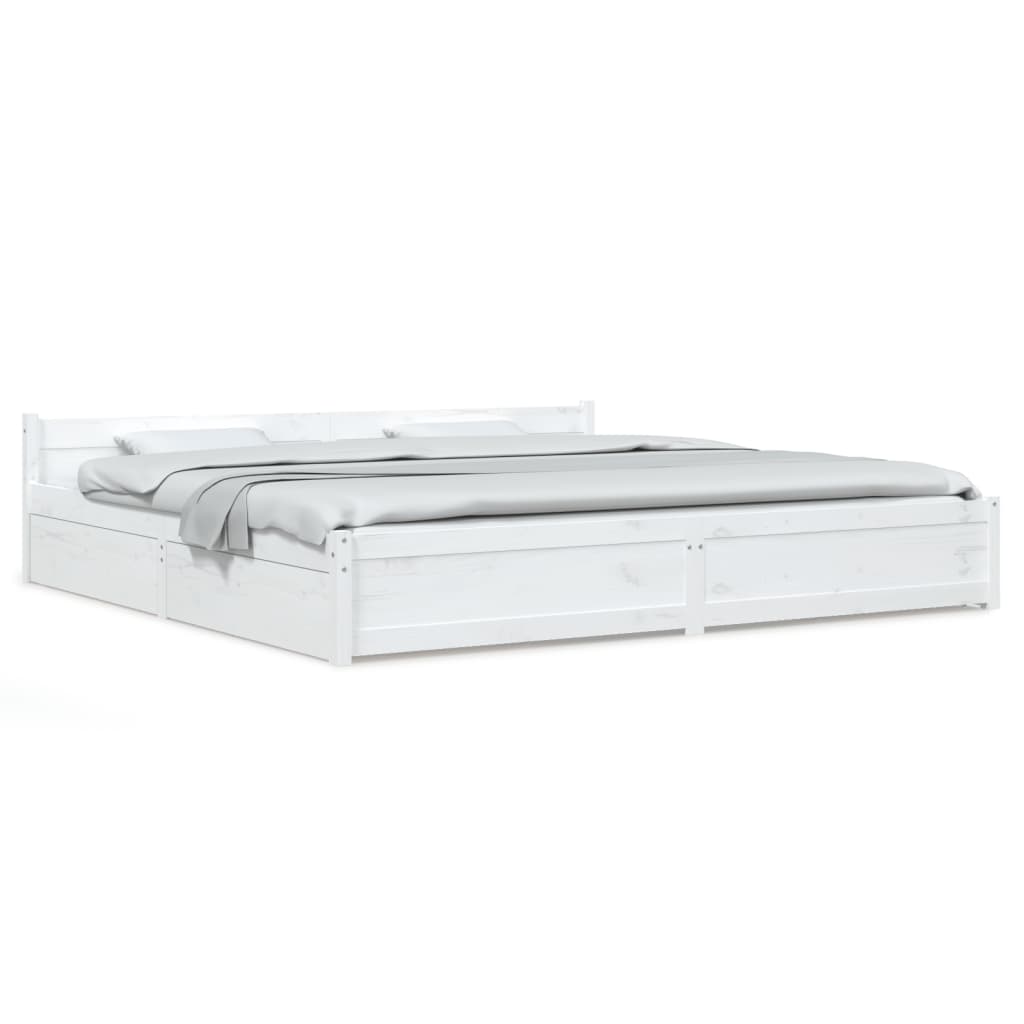 Cadre de lit sans matelas avec tiroirs blanc - XIOS