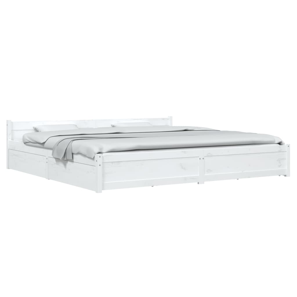 Cadre de lit sans matelas avec tiroirs blanc - XIOS