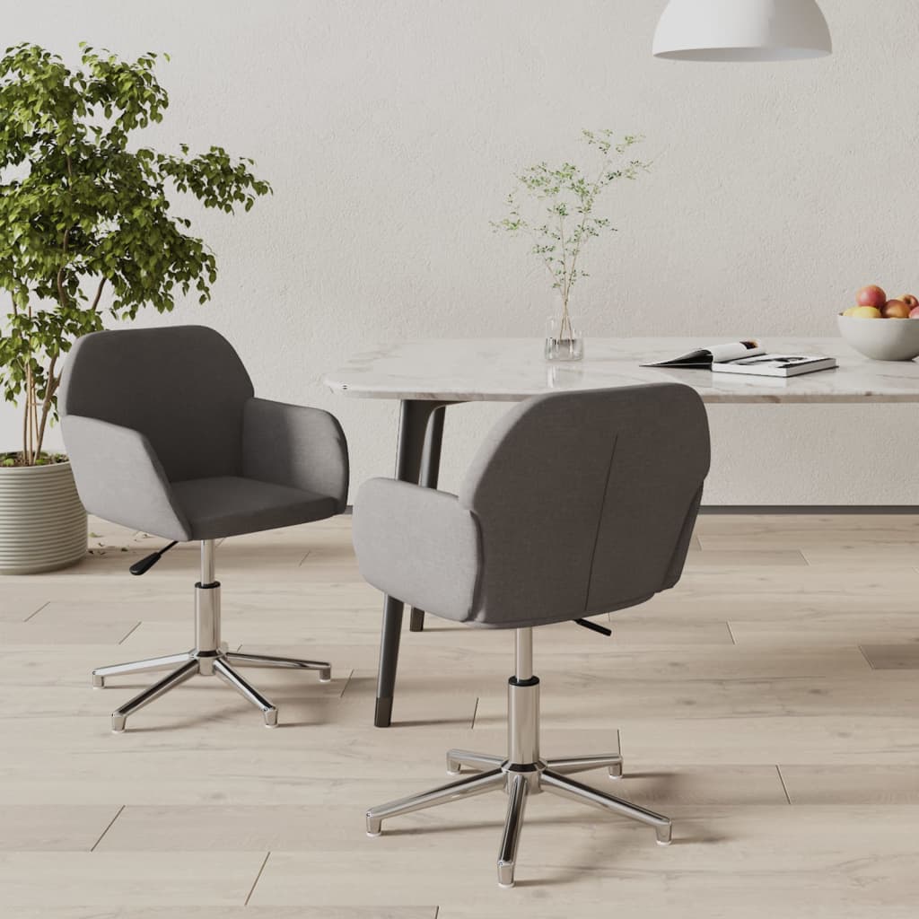 Chaises pivotantes à manger lot de 2 Gris clair Tissu - XIOS