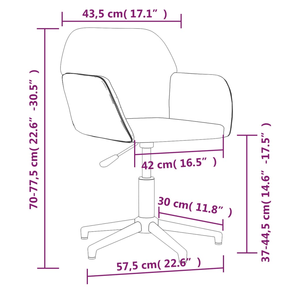 Chaises pivotantes à manger lot de 2 Noir Tissu