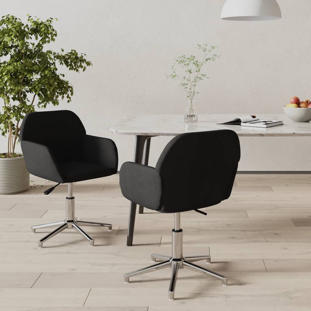 Chaises pivotantes à manger lot de 2 Noir Tissu