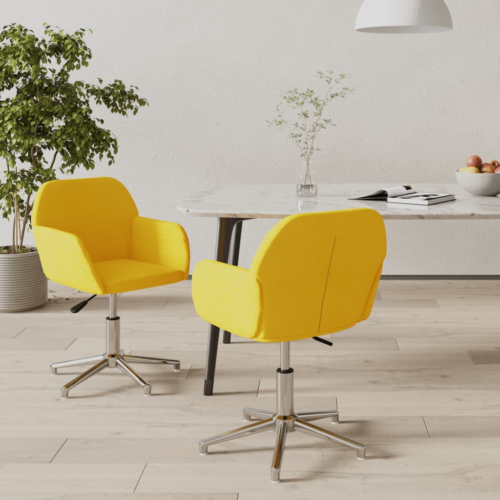 Chaises pivotantes à manger lot de 2 jaune moutarde tissu - XIOS