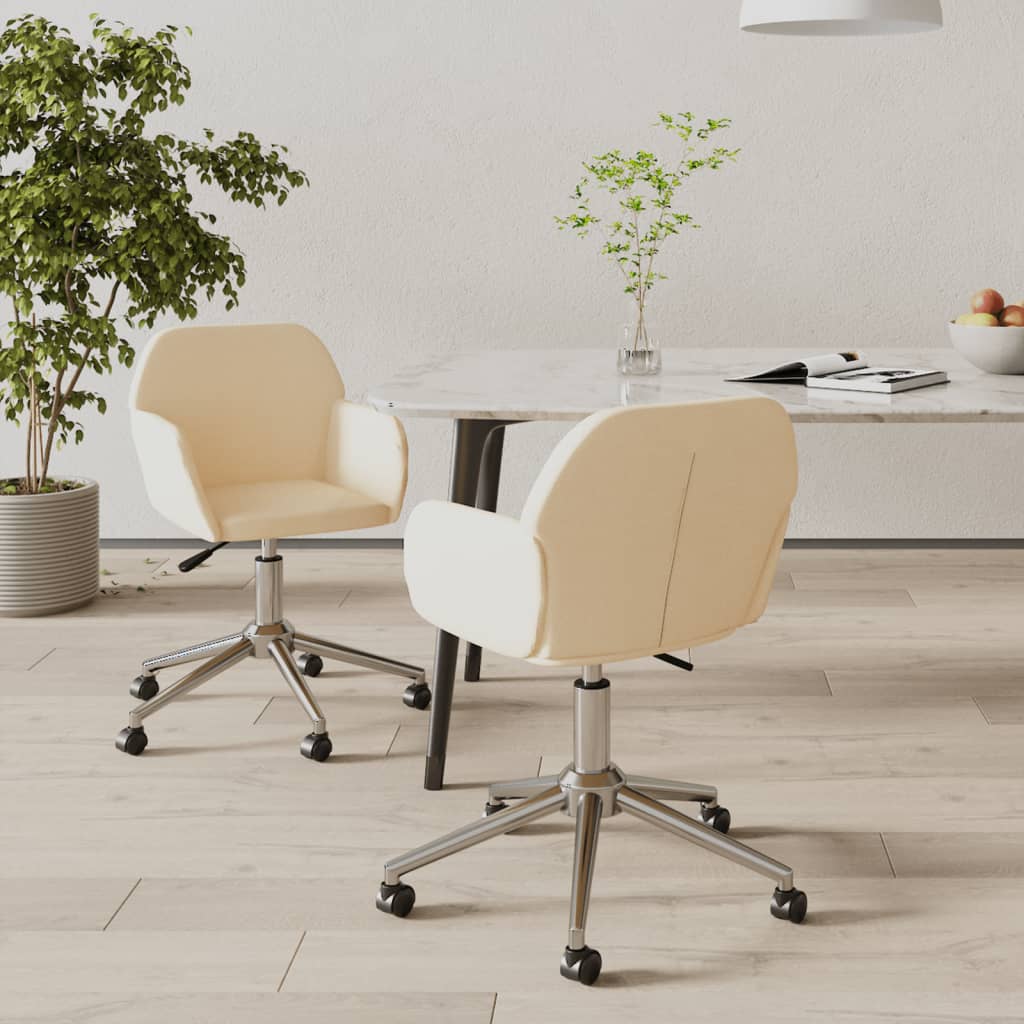 Chaises pivotantes à manger lot de 2 Crème Tissu - XIOS