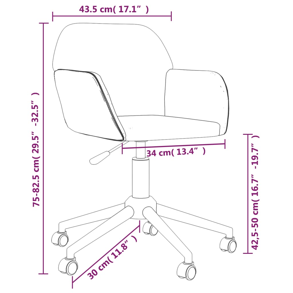 Chaises pivotantes à manger lot de 2 Gris foncé Tissu - XIOS